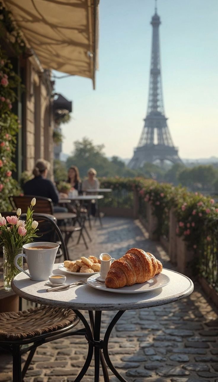 petit déjeuner devant la tour Eiffel 
